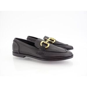 Jeffrey Campbell Velviteen Loafer Womens Size 5 Black Leather Gold Chain Pointed